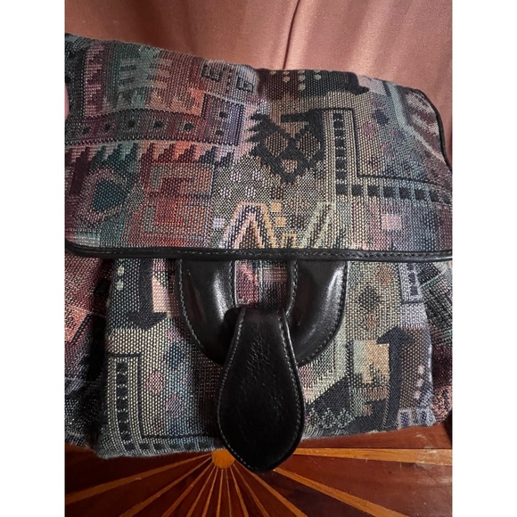 Vintage Shimmery Metallic Fabric Artsy Women's Bag with 100 Percent Leather trim - Picture 8 of 14